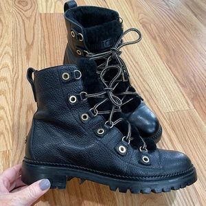 Jimmy Choo Black Leather Lace Up Boots